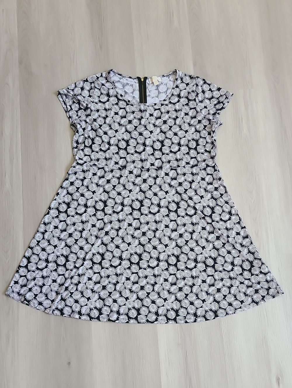 Michael Kors Black White Floral A-Line Dress Fit & Flare Plus Size 3x Leaves